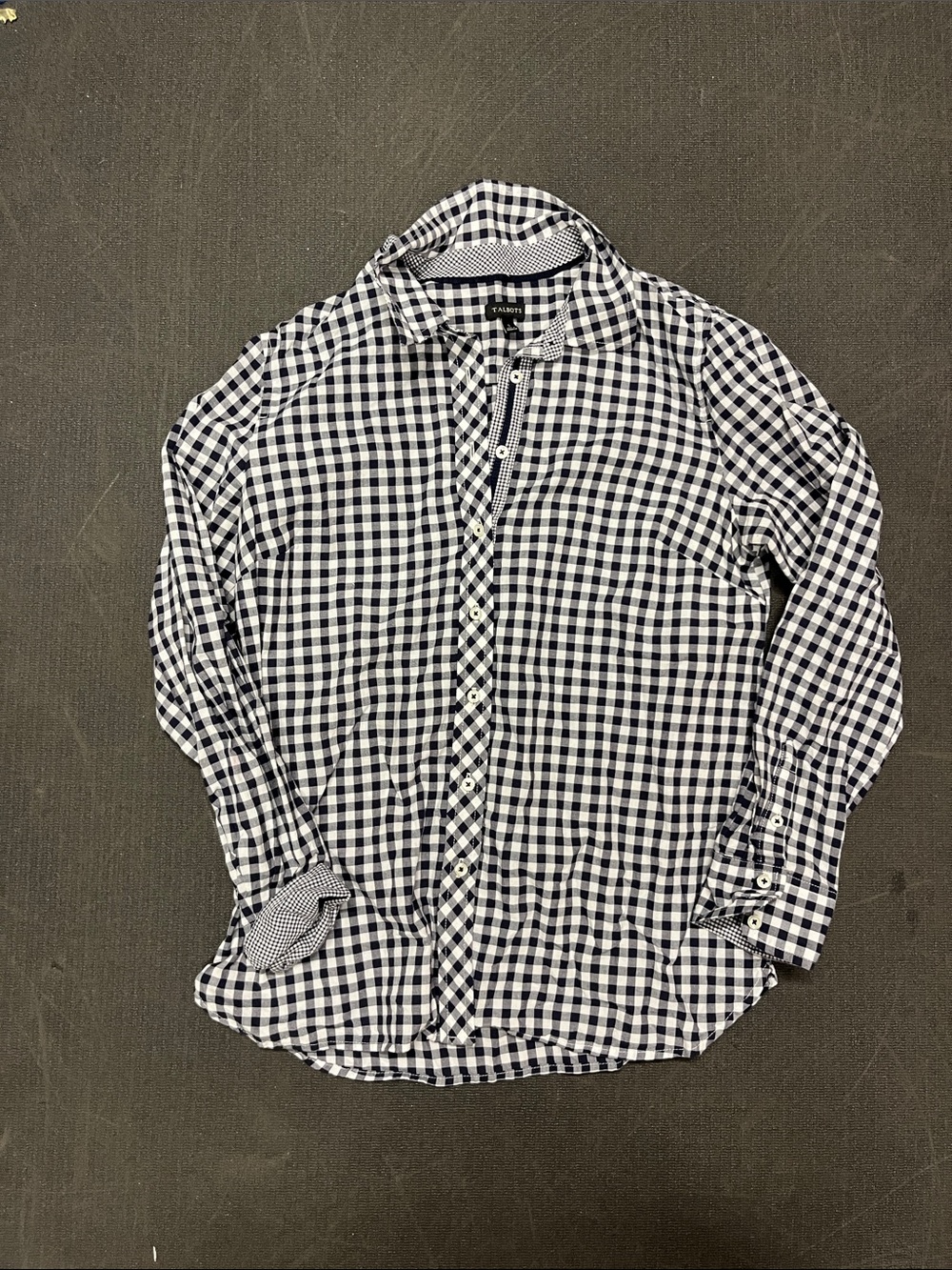 Talbots Black and White Gingham Button-Down Shirt